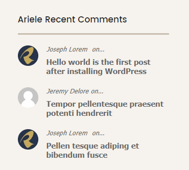 screenshot demo for the Ariele recent comments widget
