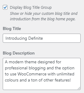 screenshot for the definite blog heading group settings