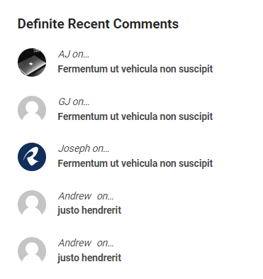 screenshot showing a demo of the Definite comments widget
