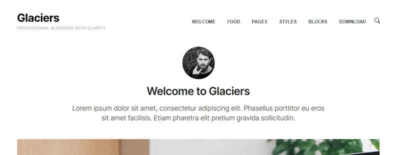 screenshot of the blog intro with Glaciers