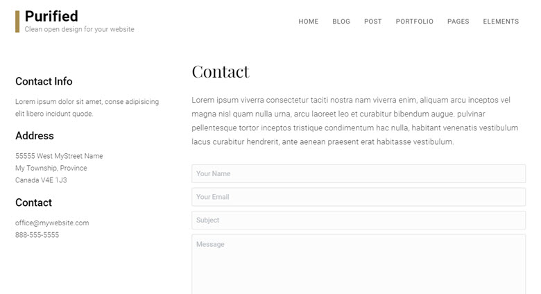 screenshot demo of your contact page with additional contact information