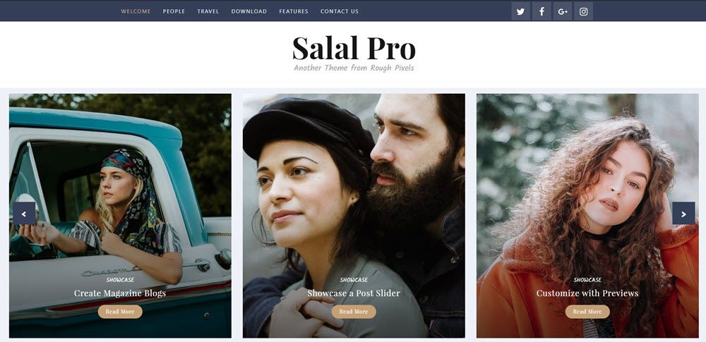 screenshot of the Salal post slider
