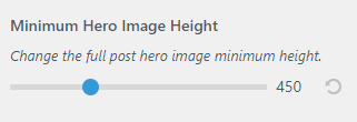 screenshot showing the post hero image height setting
