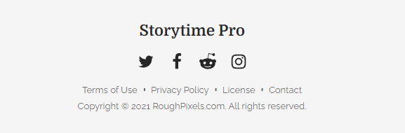 screenshot showing the Storytime copyright info